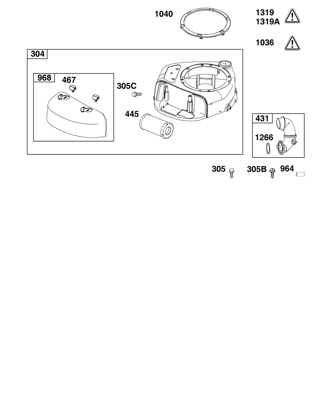 Blower Housing And Air Cleaner Group Diagram and Parts List for 21R707-0152-G1  Cub Cadet Engine